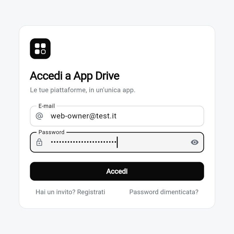 La pagina di accesso